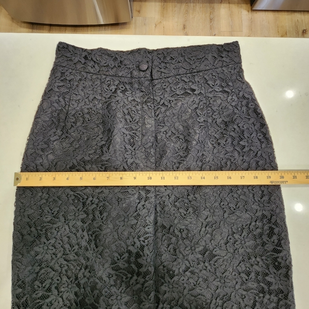 Vintage Lace Overlay Pants Womens 14 Black High Waisted Lined Y2K 80s Cocktail - Picture 10 of 14